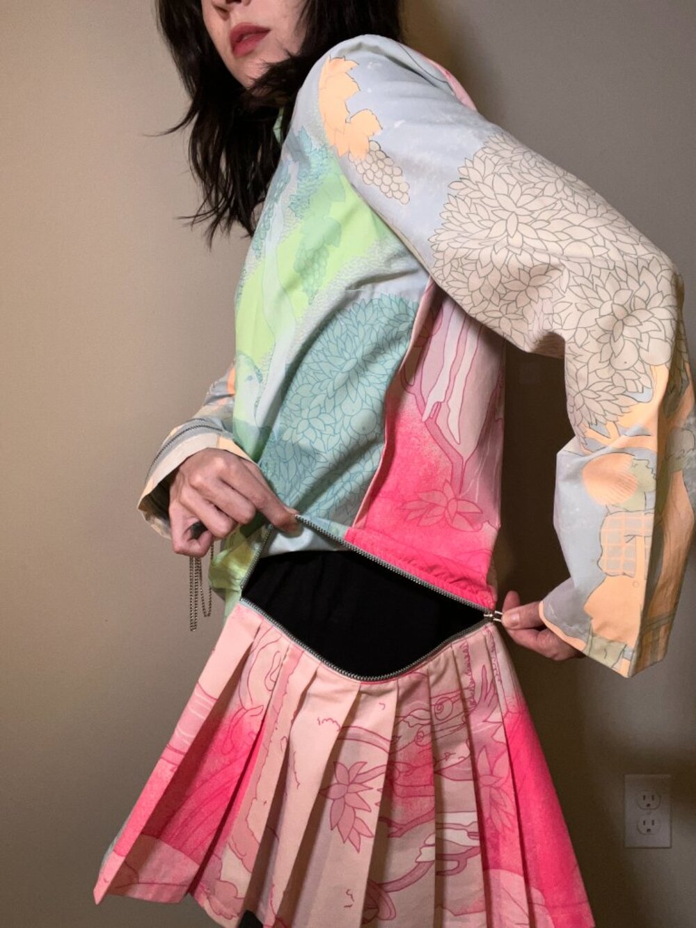 Amazing RARE sample sale zip spring moto jacket pastel rainbow - Picture 4 of 8